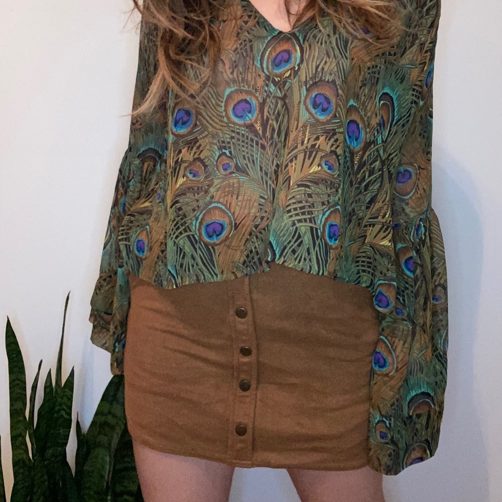 Peacock bell sleeve shirt